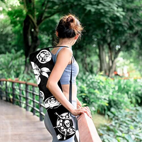 Crna bijela Gusarska Nautička Lobanja uzorak Yoga Mat torba za nošenje s naramenicom torba za jogu torba za teretanu