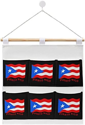 Portoriko Zastava zidni ormar viseća torba za odlaganje 6 džepova laneni pamuk preko vrata Organizator