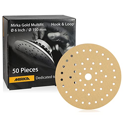Mirka Gold Multifit 6 '' brusni papir 800 Kuka i petlja, 50 pakovanja 6 inčnih brusne diskove za