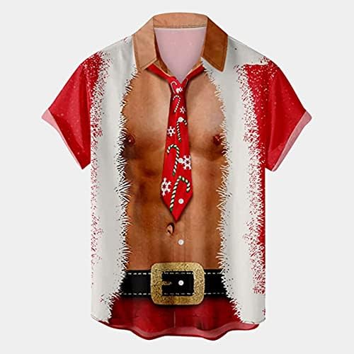 Wocachi božićni gumb dolje majice za muške kratki rukav smiješni Xmas Santa Claus Print casual party