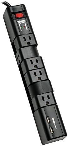Tripp Lite 6 rotirajuća utičnica za zaštitu od prenapona, 8ft kabl, dva USB, Crna, 50, 000 osiguranje