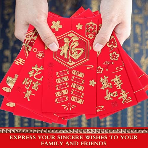 Gersoniel 2023 kineske crvene koverte tradicionalna zlatna folija Fu Crvena džepna Hong Bao Novogodišnja