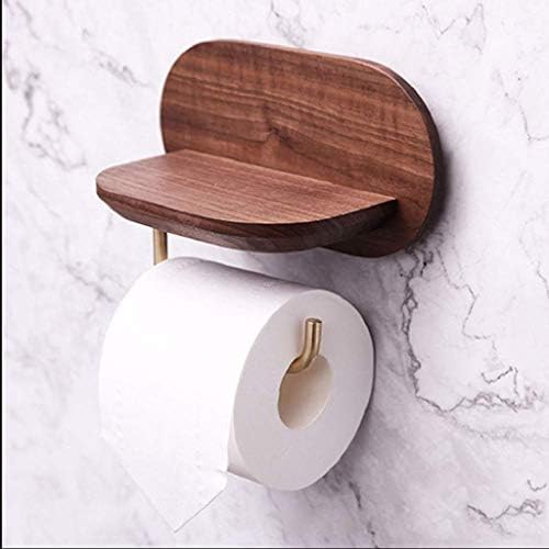 Mxiaoxia drveni držač toaletnog papira-zidni stalak za rolne bakrenog tkiva sa drvenom policom za odlaganje kuhinjskog i kupaonskog dekora