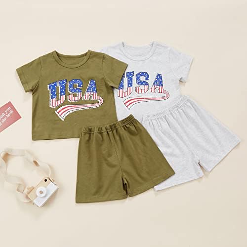 Djevojčica Toddler Baby 4. jula odijela Odjeća zaronike Nadledske američke majice Hraštaci