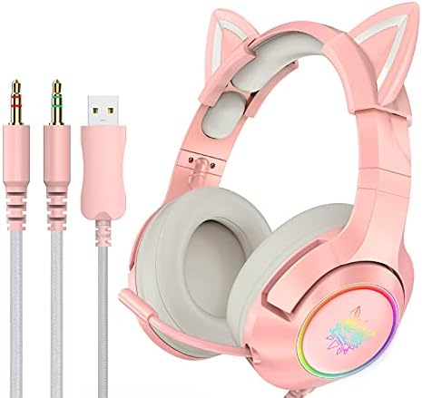Skyeen K9 3.5 mm žičane slušalice za igre uklonjive slušalice za mačke uši e-sportske slušalice sa mikrofonom