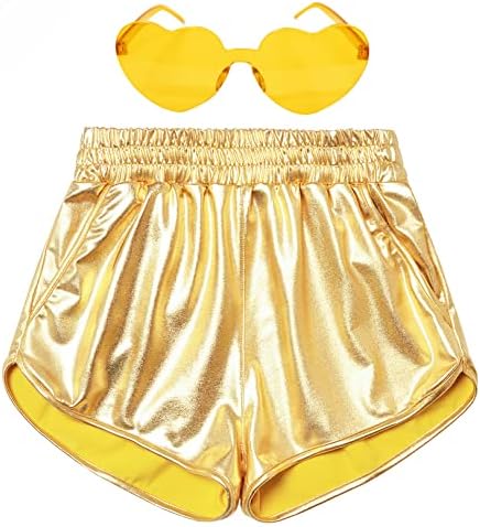 Perfashion djevojke metalik šorc sjajne vruće kratke svjetlucave pantalone za zabavu & amp;naočare za