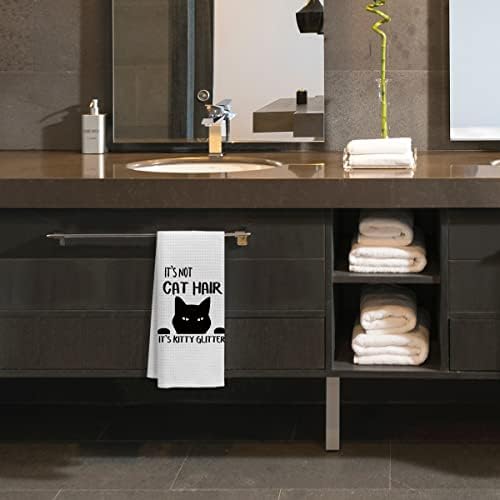 To nije mačkasti kosu, mačji ručni ručnici za ručnike za kuhinjske ručnike ručnici, smiješni crni mačji mačji