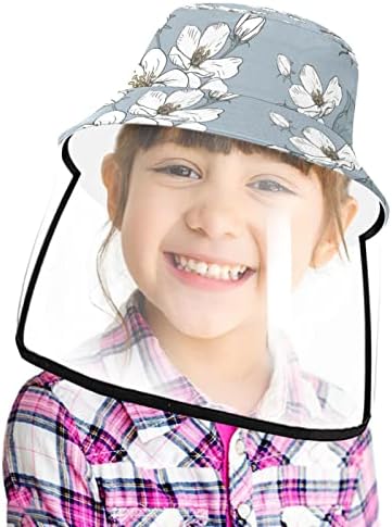 Zaštitni šešir za odrasle sa štitom za lice, ribarski šešir protiv sunčeve kape, proljeće bijeli cvjetni cvjetni
