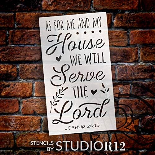 za mene & moja kuća-Serve the Lord Stencil by StudioR12 / DIY vjera Biblija stih Home Decor | zanati & paint wood Sign | višekratnu upotrebu Mylar Template | Joshua 24:15 | odaberite veličinu