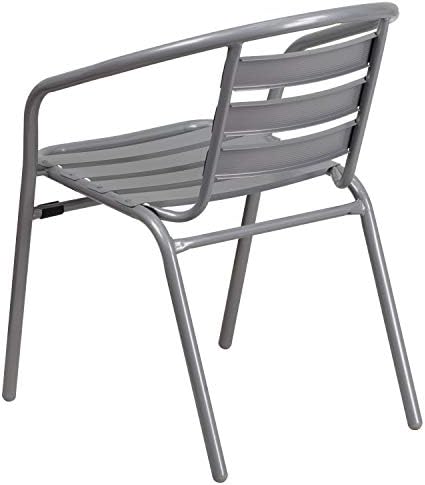 Flash namještaj Lila srebrni metalni restoran Stack stolica sa aluminijskim letvicama