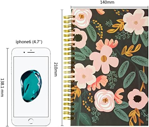 Xyark Line Spiral Notebook, A5 Flower Journals Bulk, 100gsm obloženi debeli papir Travel Journal Set, Hard Cover,College