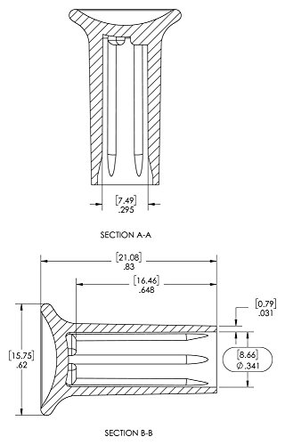 Caplugs plastike ergonomski ventilacijom kapa EVC-562-900, TEO, kapa ID preko rebra .541 Dužina Kape .903,