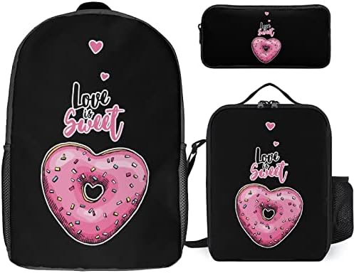 Pink Heart Donut školski ruksak Setovi za učeničku slatku štampanu vrećicu za knjige sa izolovanom