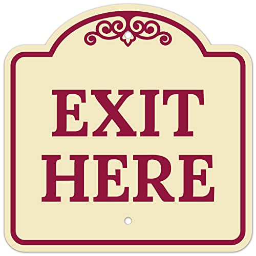 Exit Ovdje Décor znak, Burgundija, 12x12 inča, ACM, otporan iz blijeda, izrađen u SAD-u Sigo znakovi