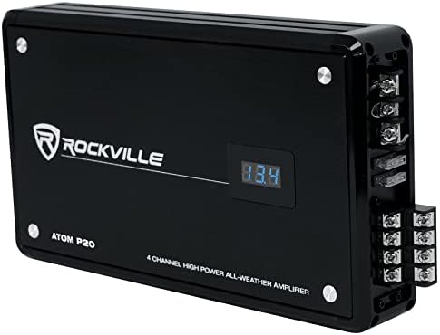Rockville Atom P20 Marine / ATV / Auto Bluetooth pojačalo 1600W Peak / 440W RMS 4 kanalni W / volter, crni