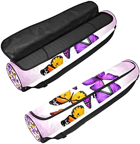 Yoga Mat torba, narandžasti i ljubičasti leptiri za vježbanje Yoga Mat Carrier full-Zip Yoga Mat