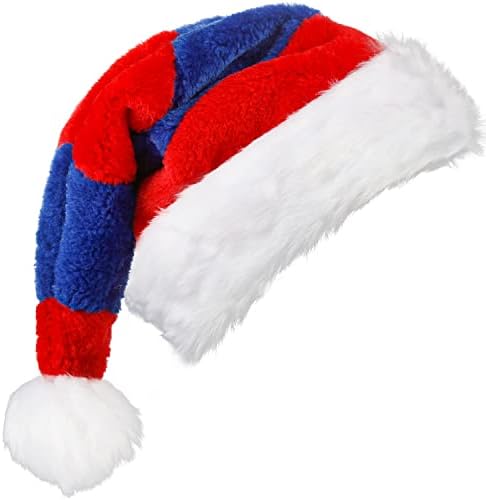 LOMIMOS Božić Santa šešir, Plavi Baršun plišani šešir za Božić uređenje doma potrepštine za zabavu