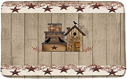 AMNYSF seoska prostirka za kupanje kućica za ptice i zvijezda na seoskoj kući u Rustikalnoj drvenoj