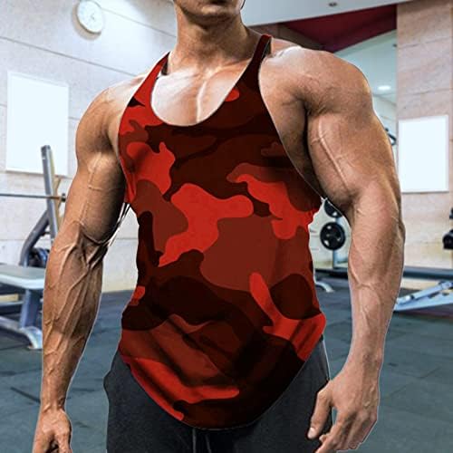 Stoota Muška rezervoara bez rukava Crewneck Camouflage Ispiši labavi fit majica, ljetni mišićni
