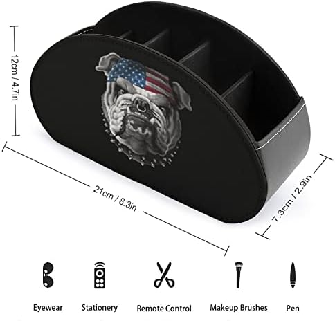 Američka zastava Bulldog PU kožni držač za daljinsko upravljanje sto Organizator kutija za odlaganje sa 5 pretinaca