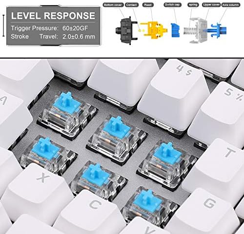 Anivia mehanička tastatura za igre, Mk1 žičana led plava Tastatura sa pozadinskim osvetljenjem sa 87 tastera kompaktna računarska tastatura za Mac PC Laptop, prekidač sa svetlosnim efektom-plavi prekidač