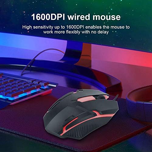 Žičani miš za igre, 1600dpi žično pozadinsko osvjetljenje USB miš ergonomski Gaming Notebook