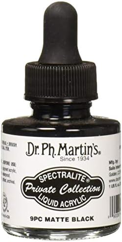 Dr. Ph. Martin's Spectralite Private Collection tečna akrilna bočica Arcilne boje, 1.0 Oz, mat crna