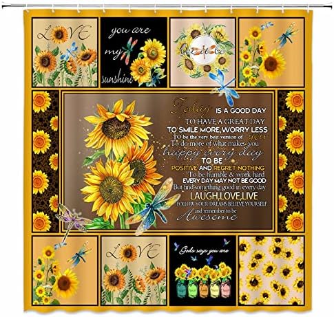 Seoska kuća suncokret za zavjese na inspirativni citati jesen rustikalno žuto cvijeće Zmajnfly