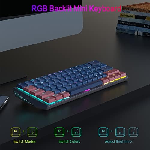 coolkiller 60% posto bežična mehanička tastatura, kompaktna 61 tipka žičana vruća zamjenska tastatura za igre, RGB pozadinsko osvjetljenje & amp; 3 načina povezivanja za Mac Windows PC računar-Dođite sa zamjenskim kapicama za ključeve
