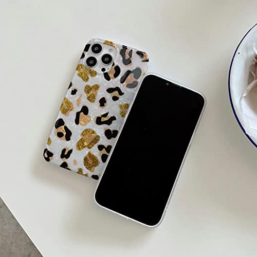 J. west iPhone 11 Pro Max Case 6.5 inch, Luxury Sparkle Translucent Clear White Leopard Print Animal Cheetah