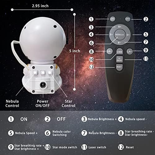 Star projektor Galaxy noćno svjetlo - svemirski projektor astronauta, stropna LED lampa Zvjezdane magline sa tajmerom i daljinskim upravljačem, estetika uređenja dječje sobe