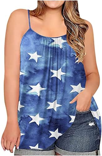 2023 bez rukava špageti traka pamučna američka zastava grafička Oversized bluza majica za žene open