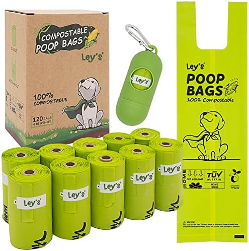 Ley's Kompostabilne torbe za pseće Kakice, biorazgradive kese za pse na biljnoj bazi sa lakim ručkama za kravatu,