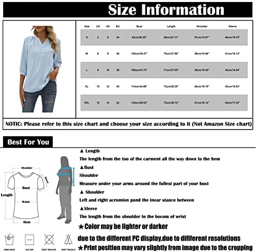 Dame vrhovi modni dizajn V izrez 3/4 bluze s rukavima Elegantna vrhunska majica obične ženske