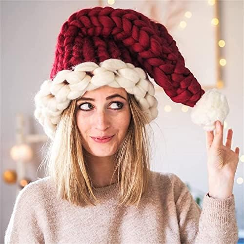 Diumy pleteni Santa šešir, ručno pleteni zdepasti Božićni šešir,pleteni komplet - Santa šešir Drvo Topper