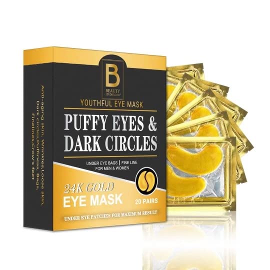 Beauty Studio & Co. Pod zakrpe za oči za oči, 24K zlatna maska ​​za oči, tretman za oči za tamne