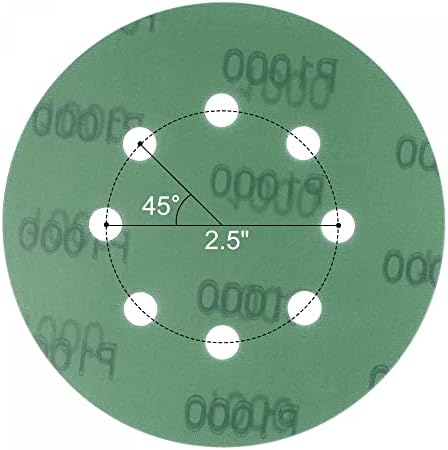 UXCell 50 kom Green Film Brusing Disc 1000 Grits 5-inčni aluminijski oksid od 8 rupa abrazivna kuka i petlje