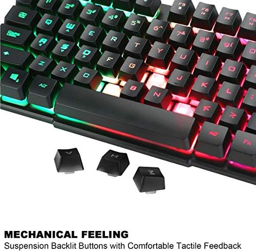 BAKTH više boja Rainbow LED pozadinskim osvjetljenjem mehanički osjećaj USB žičani Gaming tastatura