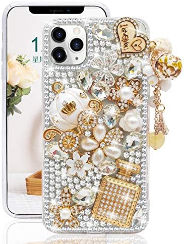 Guppy za iPhone 11 Pro Max Case Women Luxury 3D Bling sjajan Rhinestone Diamond Crystal Pearl Handmade Privjesak