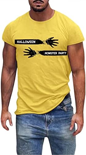 XXBR MENS HALLOREEN T majice, mišićni kratki rukav skelet Print Happy Halloween Crew izrez Sports Tees Casual