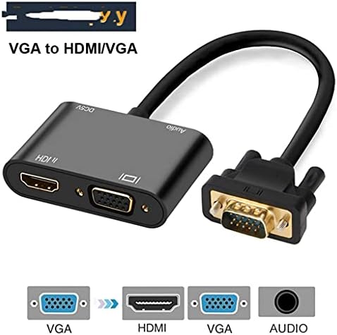 Renslat VGA do HDMI 3 u 1 adapter Dvostruki displej sa 3,5 mm audio pretvaračem za PC projektor HDTV Multi-port