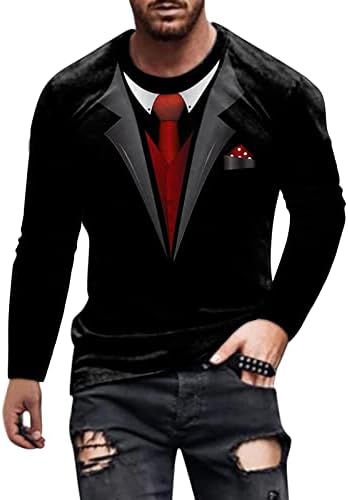 Muška odijelo Print Modni casual Sports Fitness Otvoreni okrugli vrat Majica s dugim rukavima TOPŠLA TEAGE