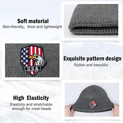 Kapice za muškarce-topli zimski šeširi sa američkom zastavom ćelavi Orao vezena mekana pletena