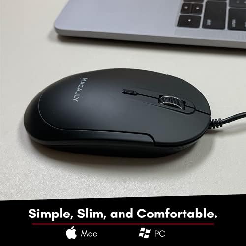 Računarski miš ožičen, Macally Silent USB miš - Slim & kompaktni USB miš za Apple Mac ili Windows PC