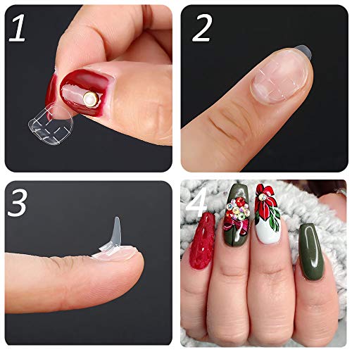 EBANKU 50sheets Nail Adhesive Tabs & 24pcs White Flower Press on Nails, 1200pcs dvostrano ljepilo za nokte