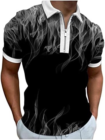 Muška klasična kratka rukava Polo majica Zip Up Casual Summer Slim Fit T-Shirts grafički štampani