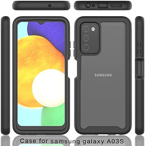 Dzxouui za Samsung A03S futrolu, hemijski udarni branik hibrid prozirni stražnji stražnji stražnji stražnji TPU zaštitni poklopac futrole sa 2 zaštitnika zaslona za Samsung Galaxy A03S američka verzija, crna