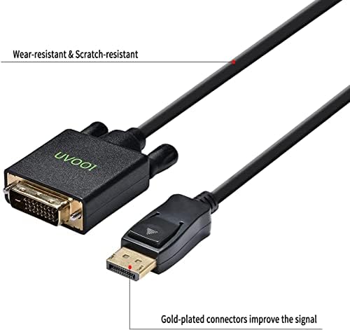 DisplayPort do DVI kabel 6ft 3-pack, Uvooi DP displej za DVI-D kabl muški do muške vrpce kompatibilan