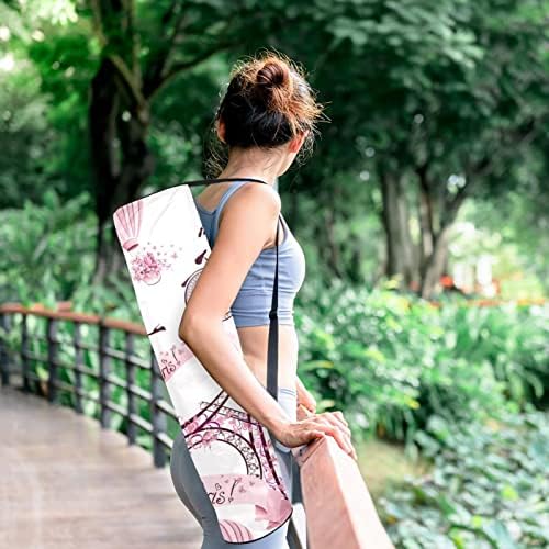 Laiyuhua Yoga Mat torba, dvostruki patentni zatvarači Yoga teretana torba za žene i muškarce-glatki patentni zatvarači, veliki otvor u obliku slova U i podesivi kaiš, odgovara većini prostirki Pink Paris Eiffelov toranj Dan zaljubljenih