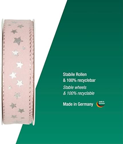 Halbach Seidinbänder 295-025-23-18 Poliester božićna vrpca blijeda ružičasta 25 mm x 18 m
